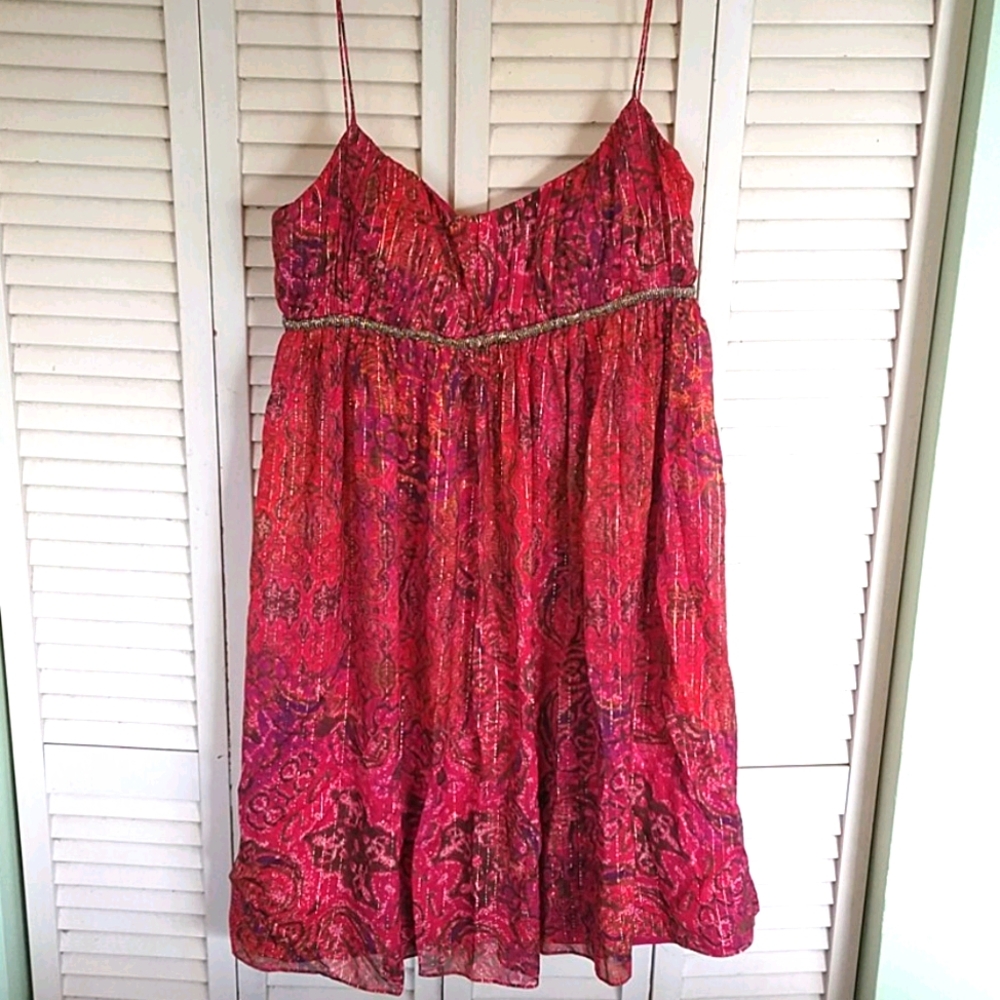 NWT Maggie London multi pink silk dress